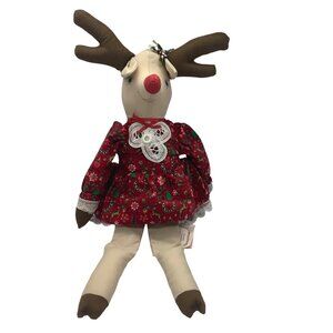Vtg 1993 Reba Reindeer Plush Stuffed Animal Handmade Ozark Mountain Crafts 16"